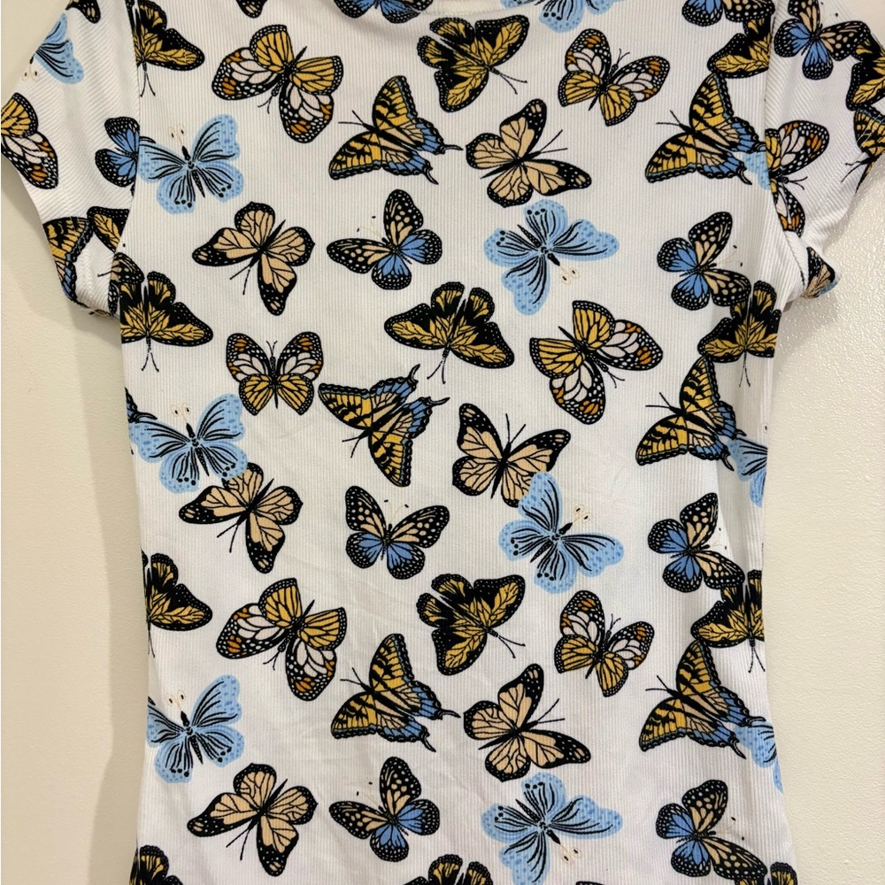 Rue21 White and Brown Tie Front Blouse - Picture 4 of 4